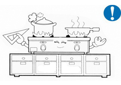 Đặt bếp trên mặt phẳng, bàn đặt bếp phải lát đá hoặc bàn inok, không sử dụng bàn gỗ